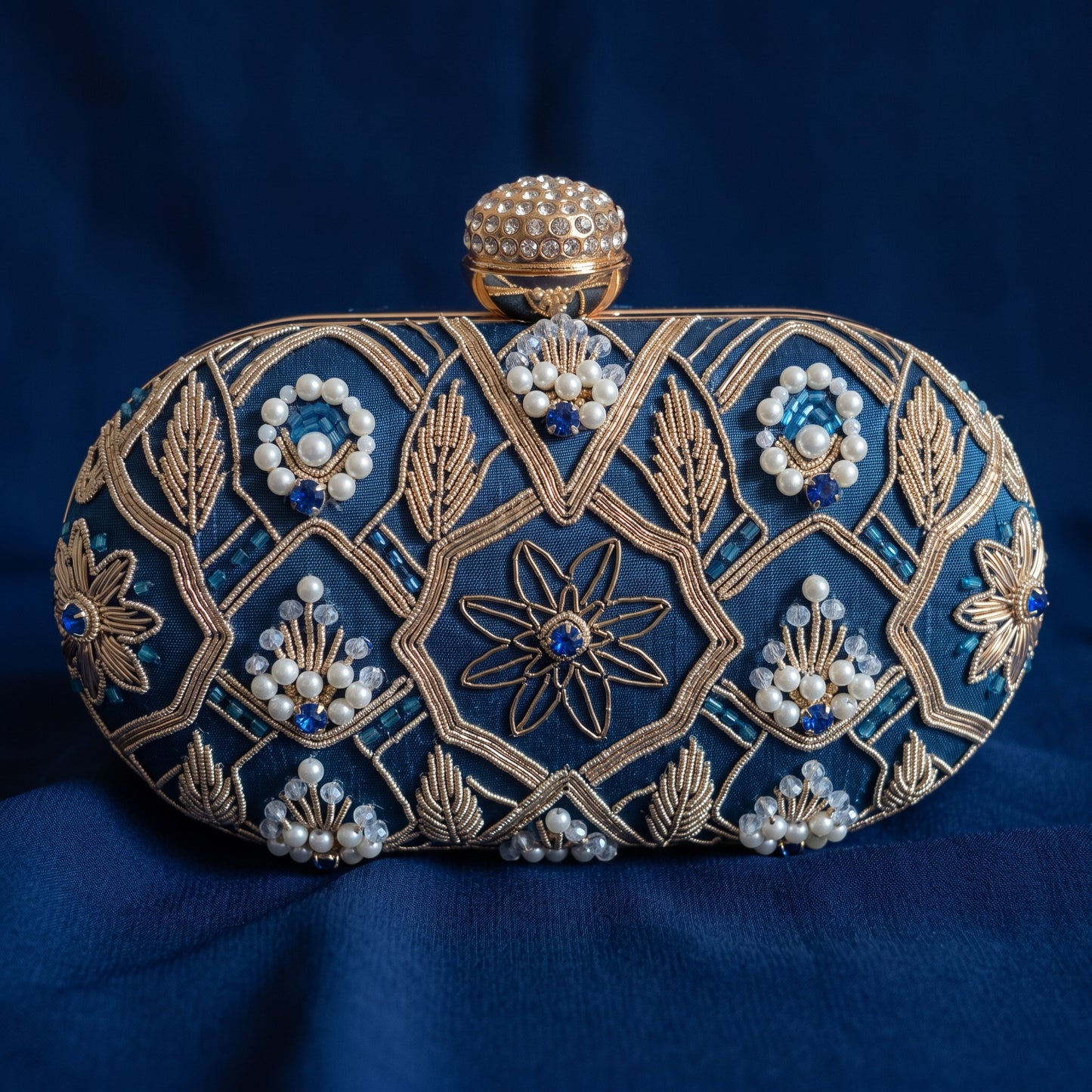 Eliana Oval Blue Clutch (ST1229)