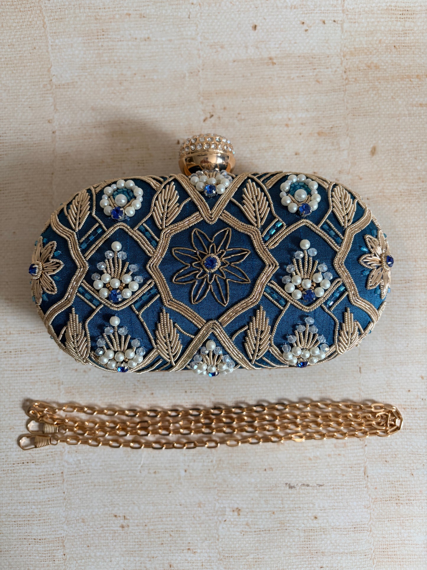Eliana Oval Blue Clutch (ST1229)