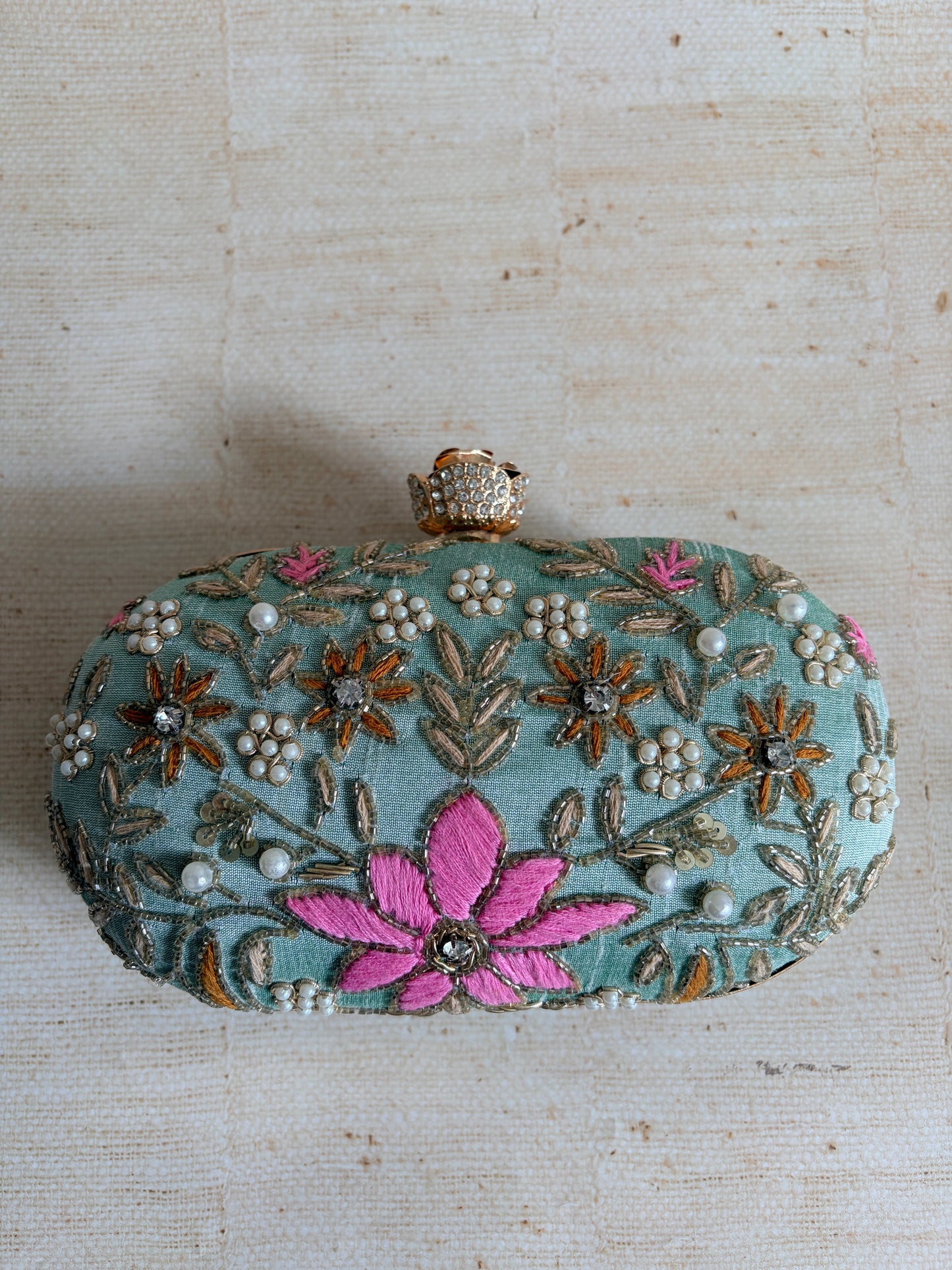 Amelia Green Oval Clutch (ST11203)