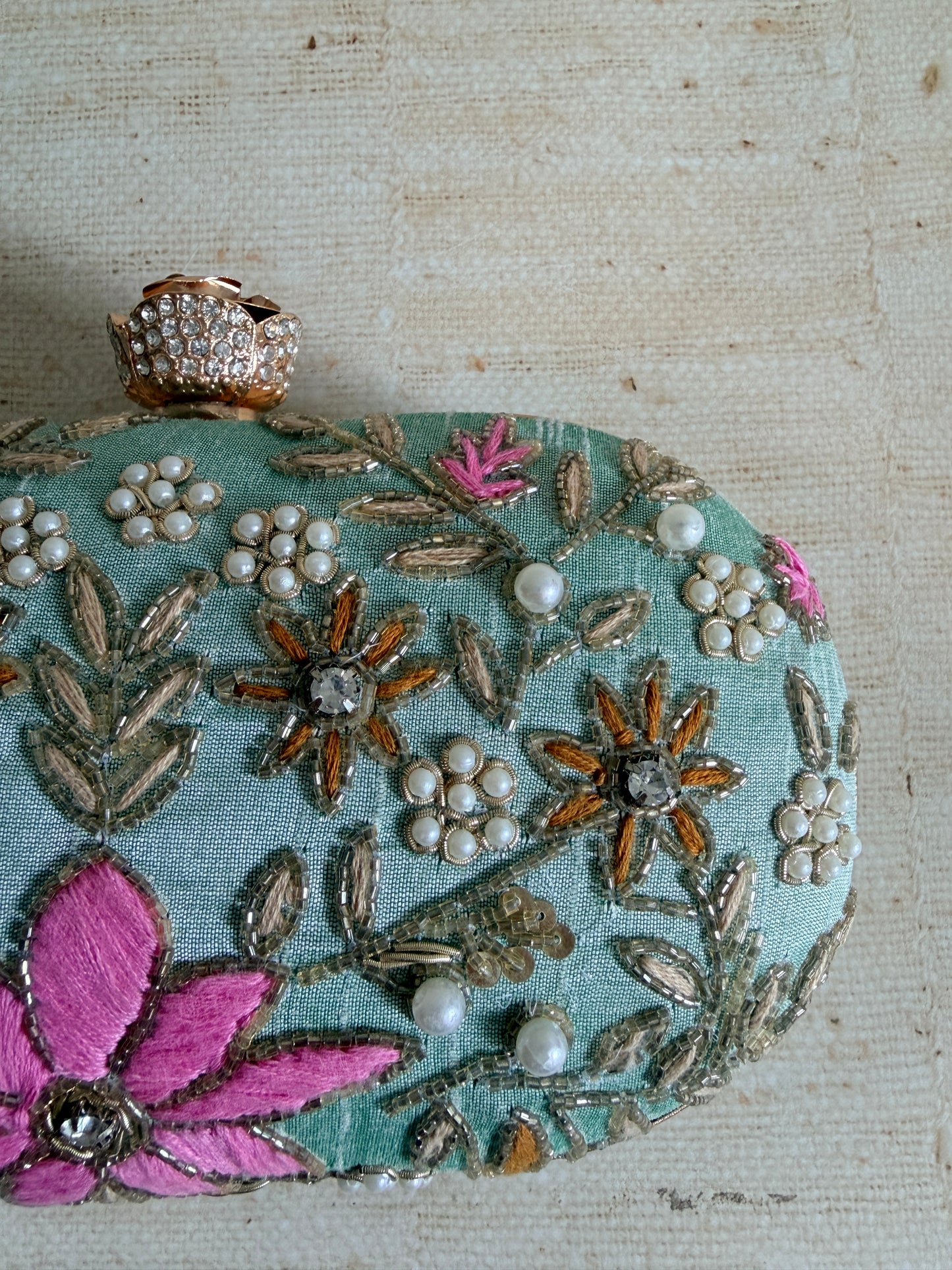 Amelia Green Oval Clutch (ST11203)