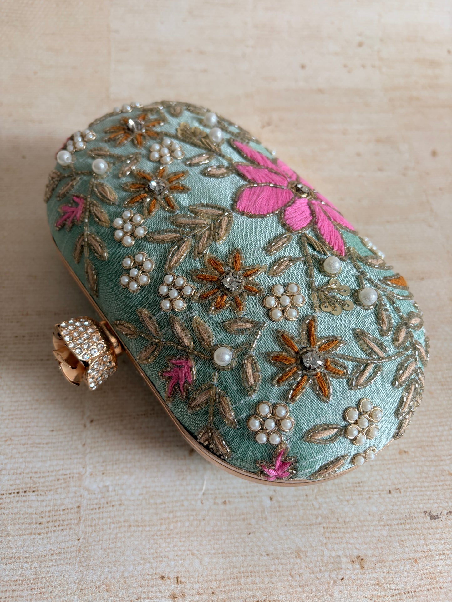 Amelia Green Oval Clutch (ST11203)