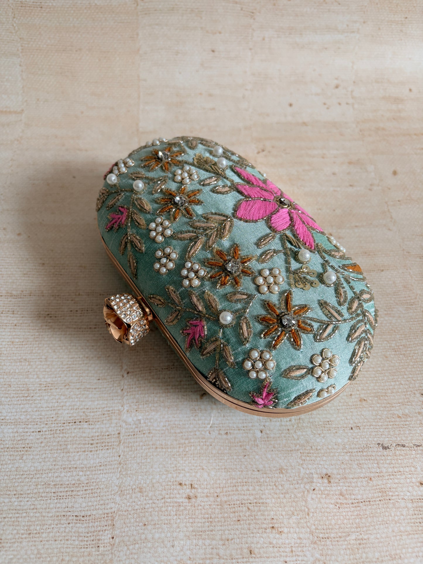 Amelia Green Oval Clutch (ST11203)