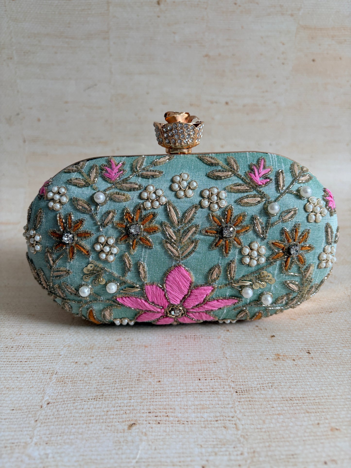 Amelia Green Oval Clutch (ST11203)