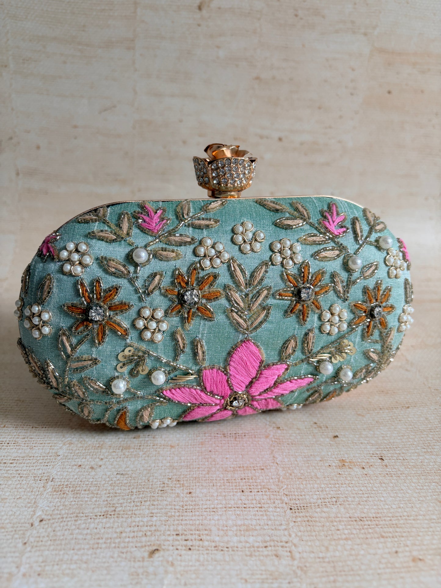 Amelia Green Oval Clutch (ST11203)