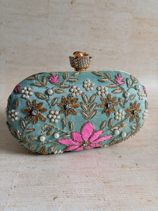 Amelia Green Oval Clutch (ST11203)