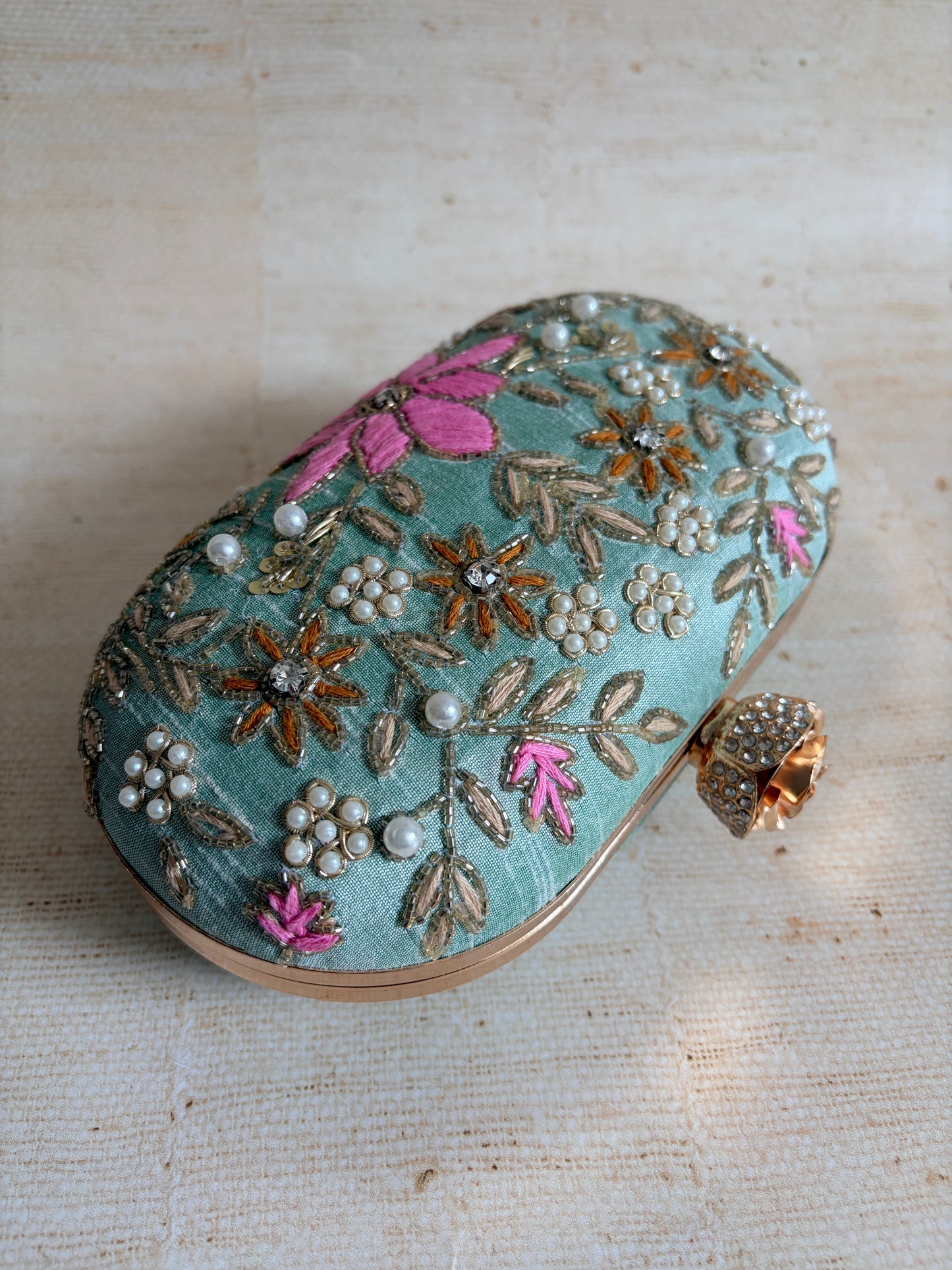 Amelia Green Oval Clutch (ST11203)