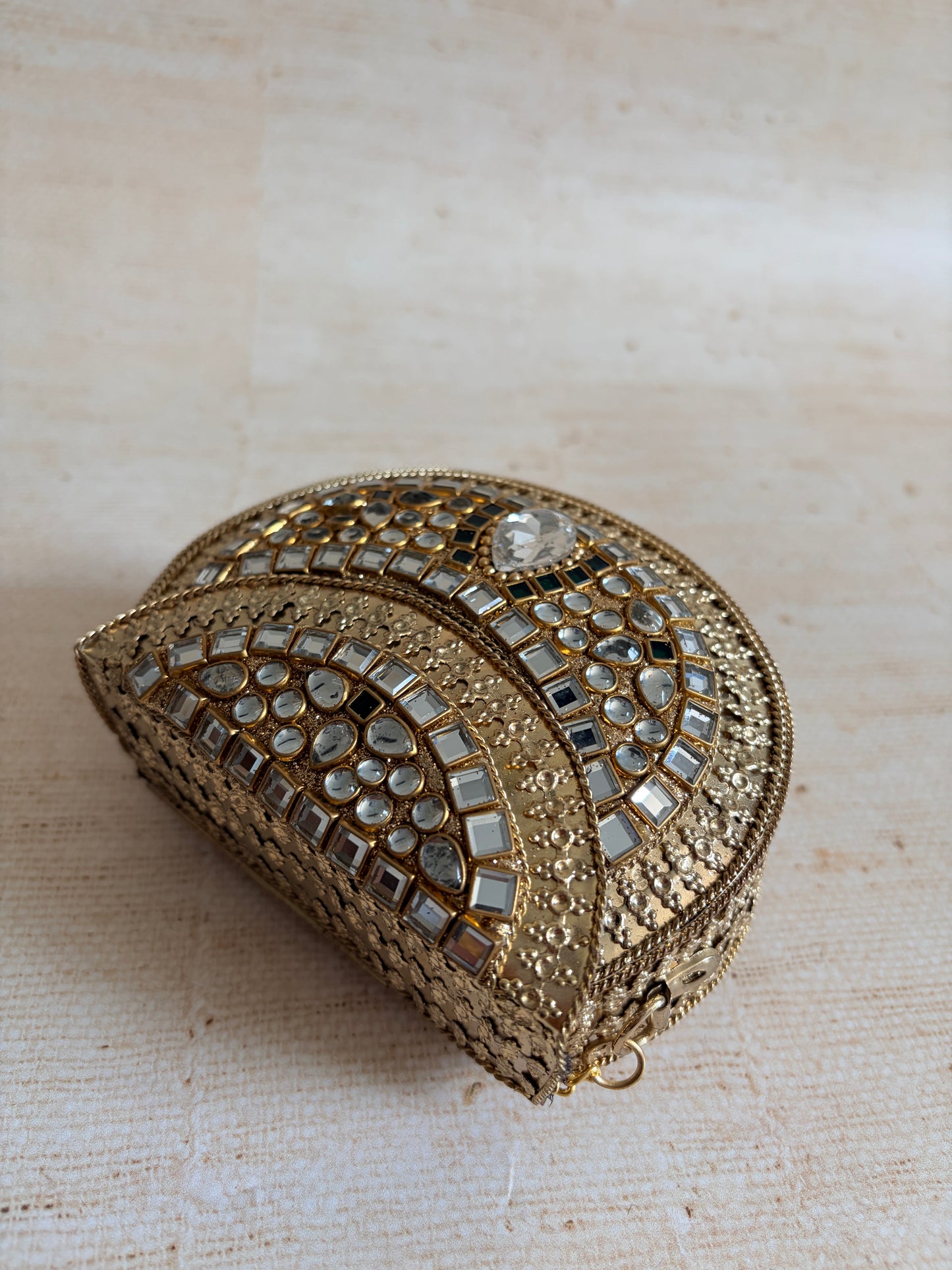 Janat Mini Brass Metal Kundan Clutch (ST1231)