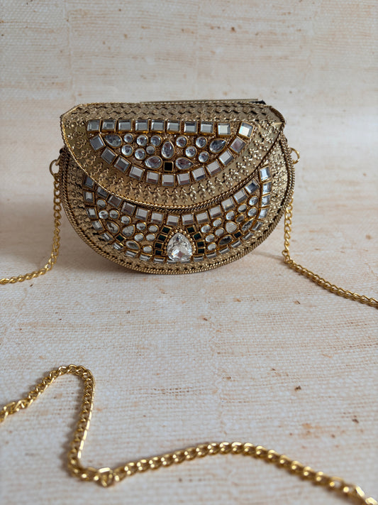 Janat Mini Brass Metal Kundan Clutch (ST1231)
