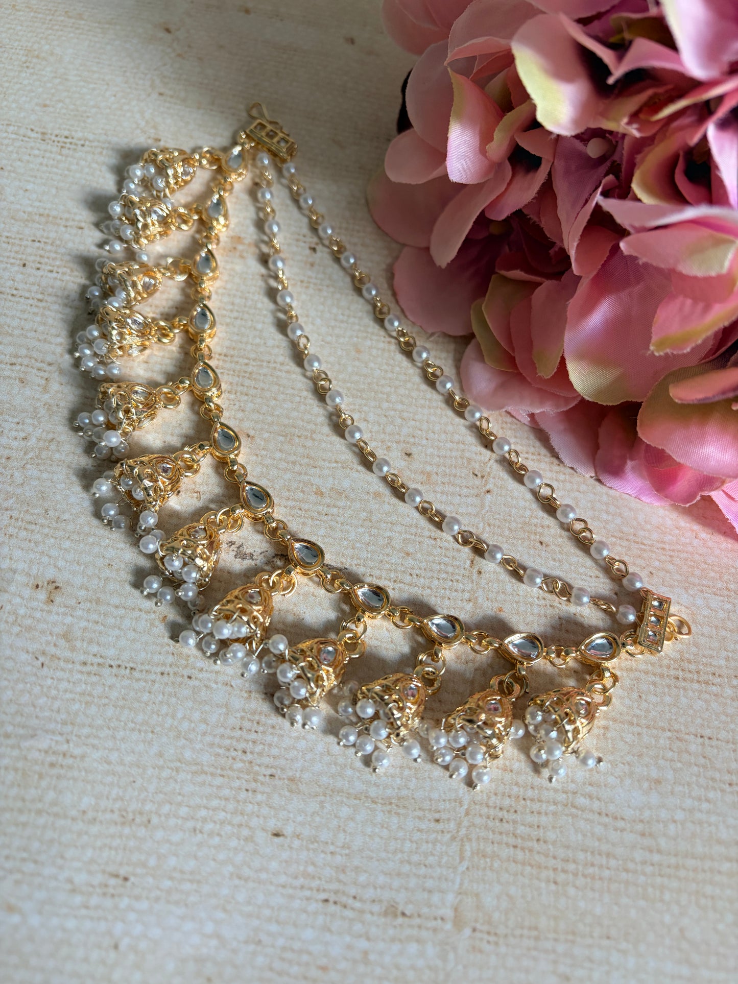 Gold Plated Pearl Ear Chains/Kaan Chain (ST1235)