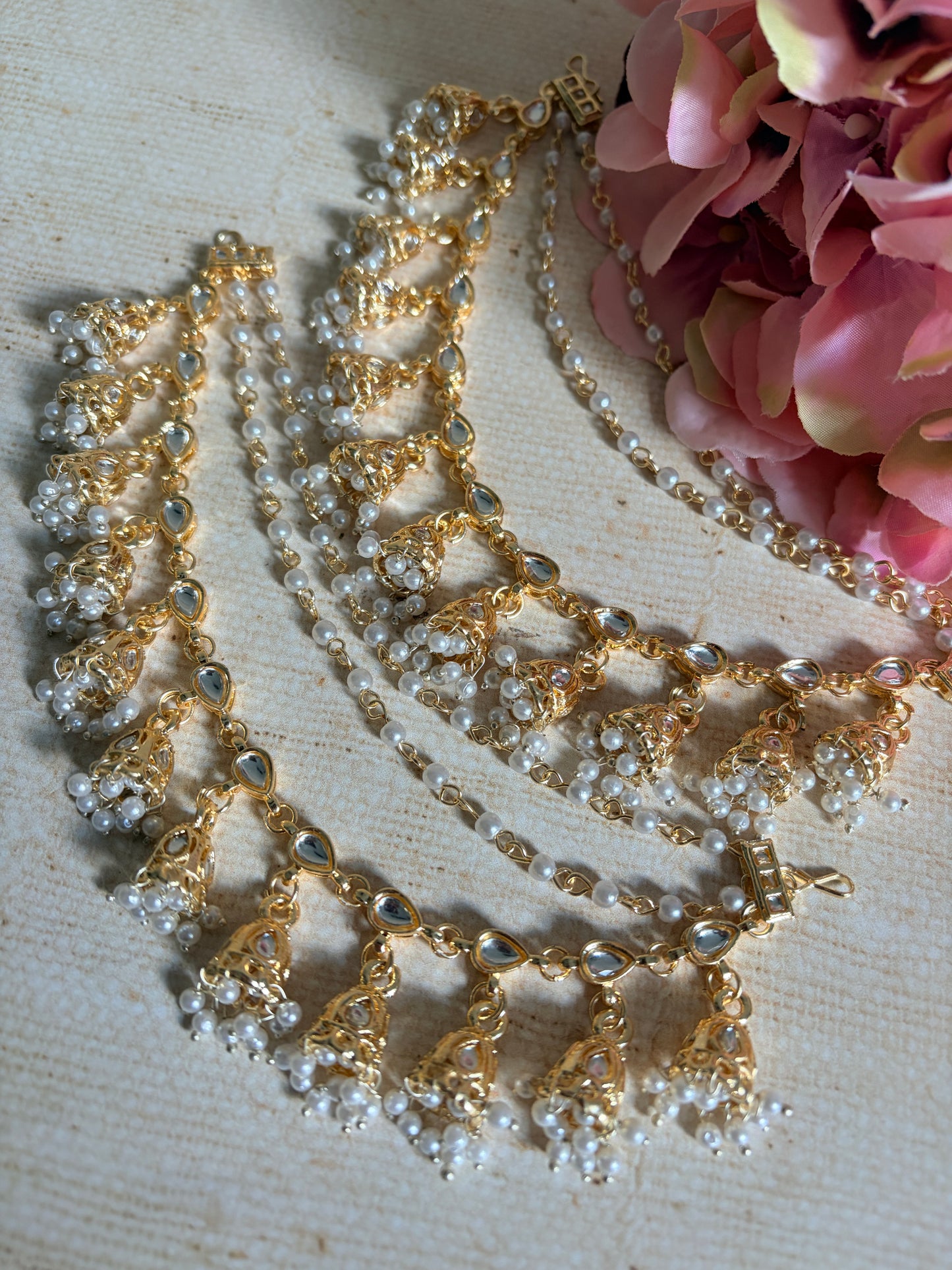 Gold Plated Pearl Ear Chains/Kaan Chain (ST1235)