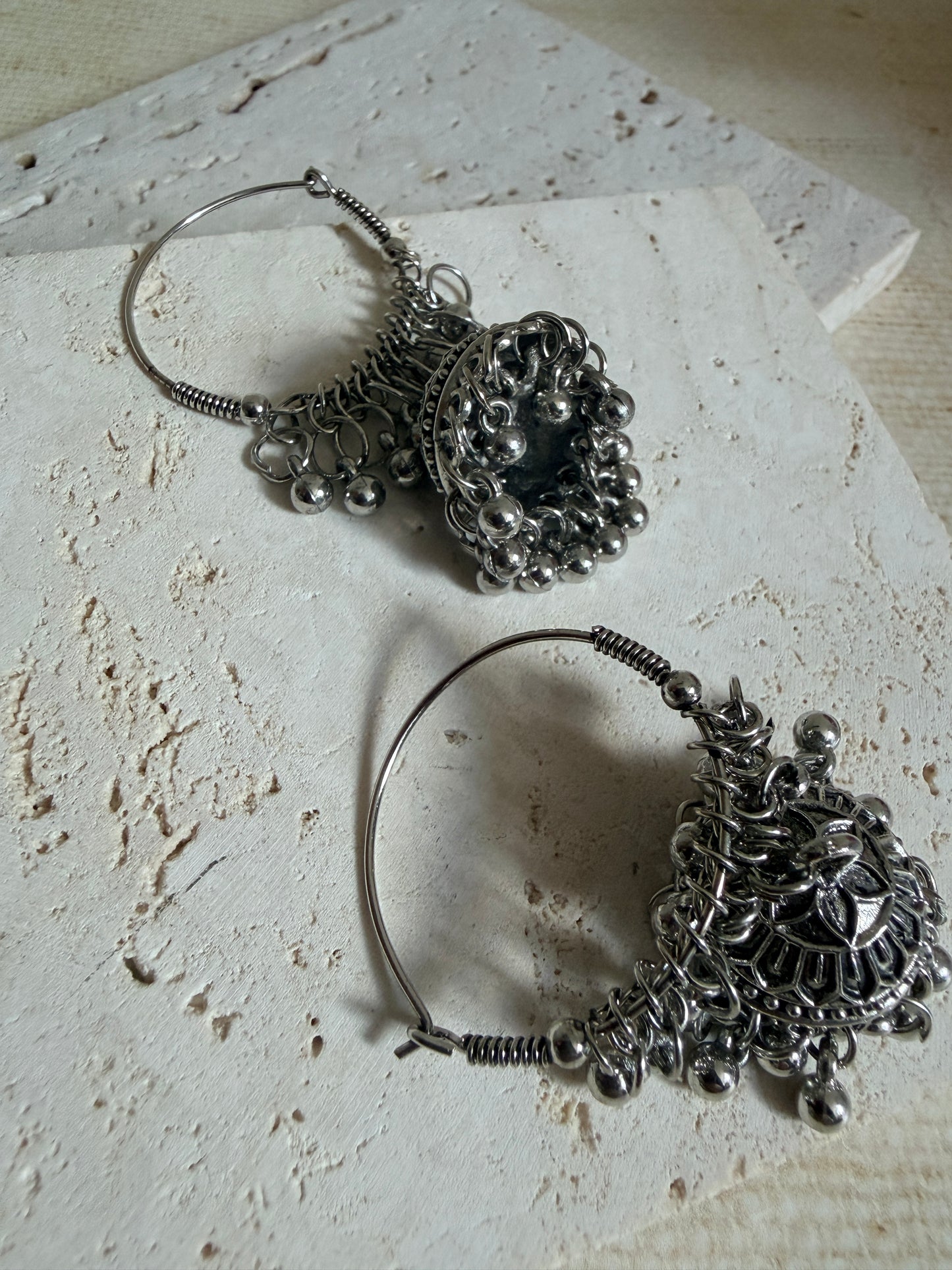 Oxidised Silver Jhumki Earrings (ST1238)