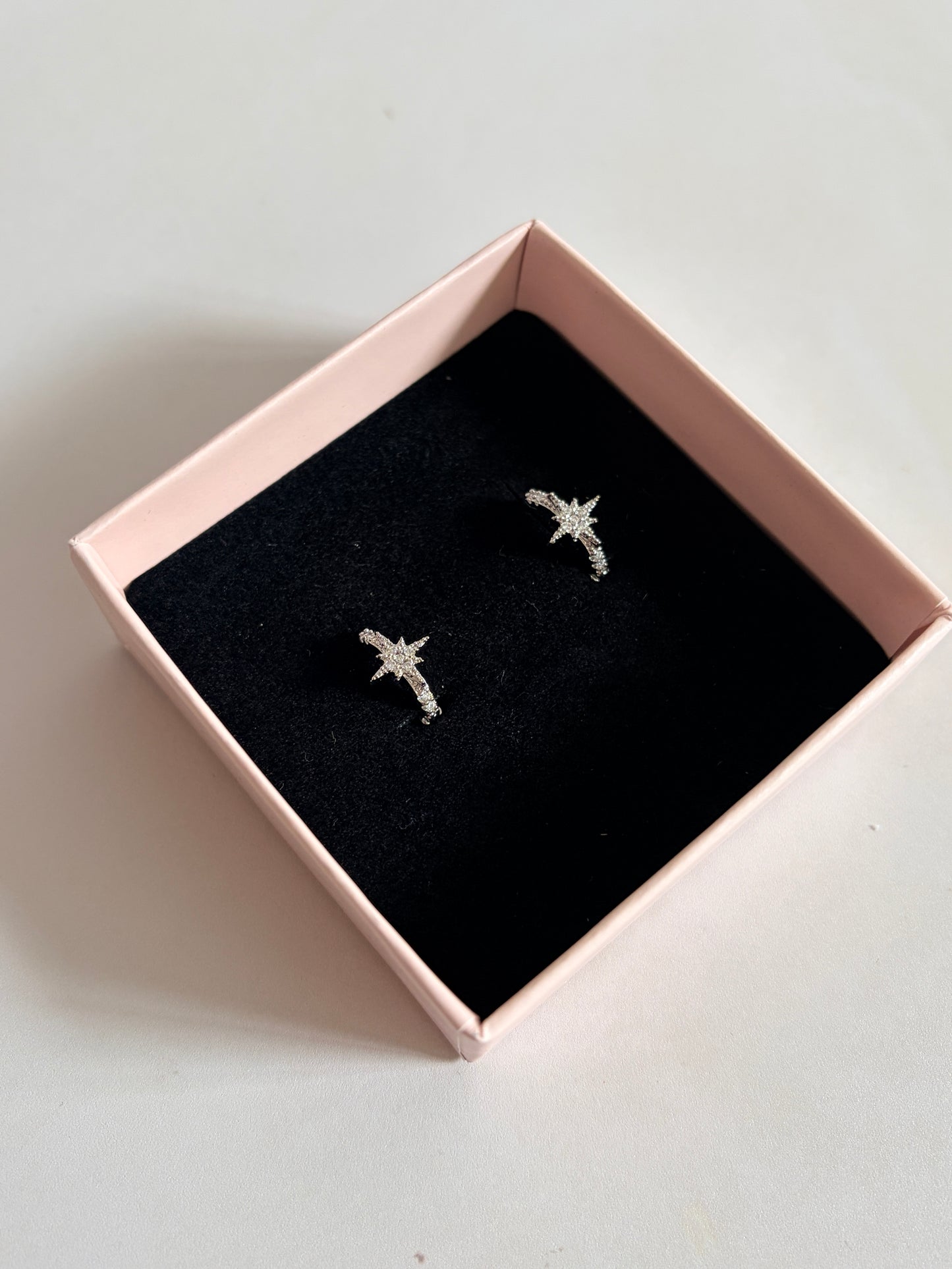 Silver Star Huggie Hoop Earrings (ST1252)