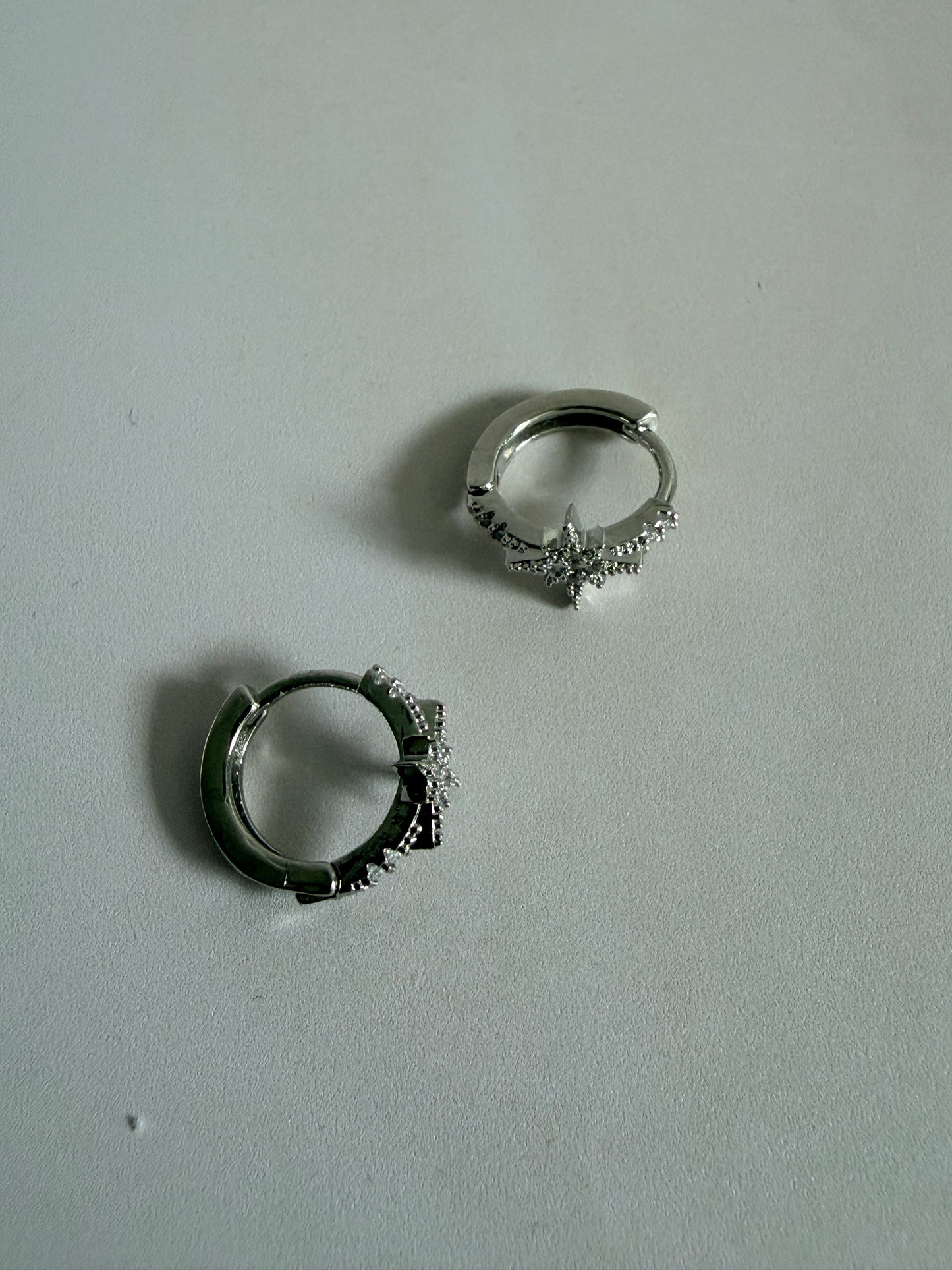 Silver Star Huggie Hoop Earrings (ST1252)