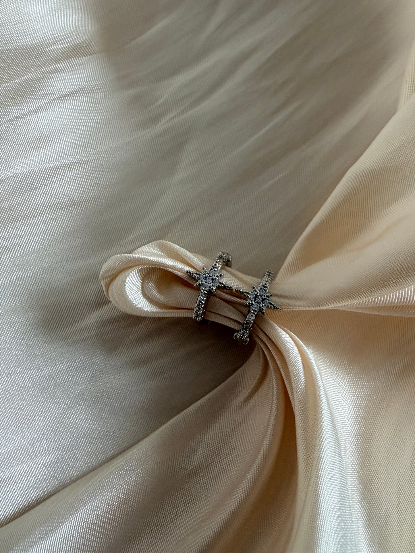 Silver Star Huggie Hoop Earrings (ST1252)