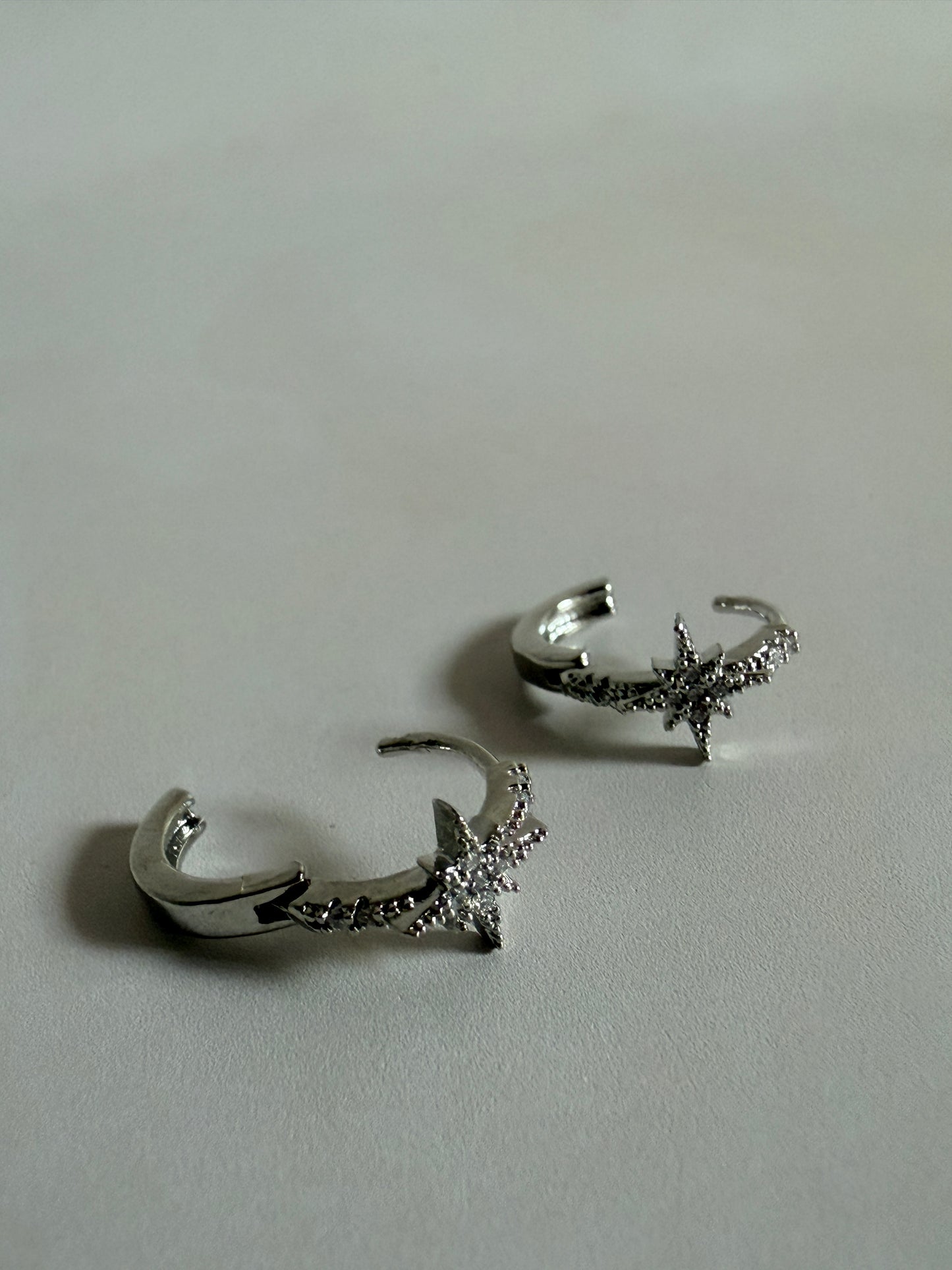 Silver Star Huggie Hoop Earrings (ST1252)