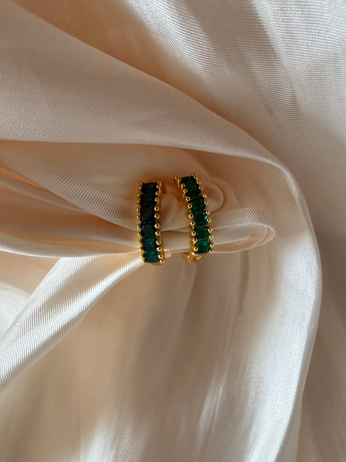 Green Gold Zircon Hoops (ST1253)
