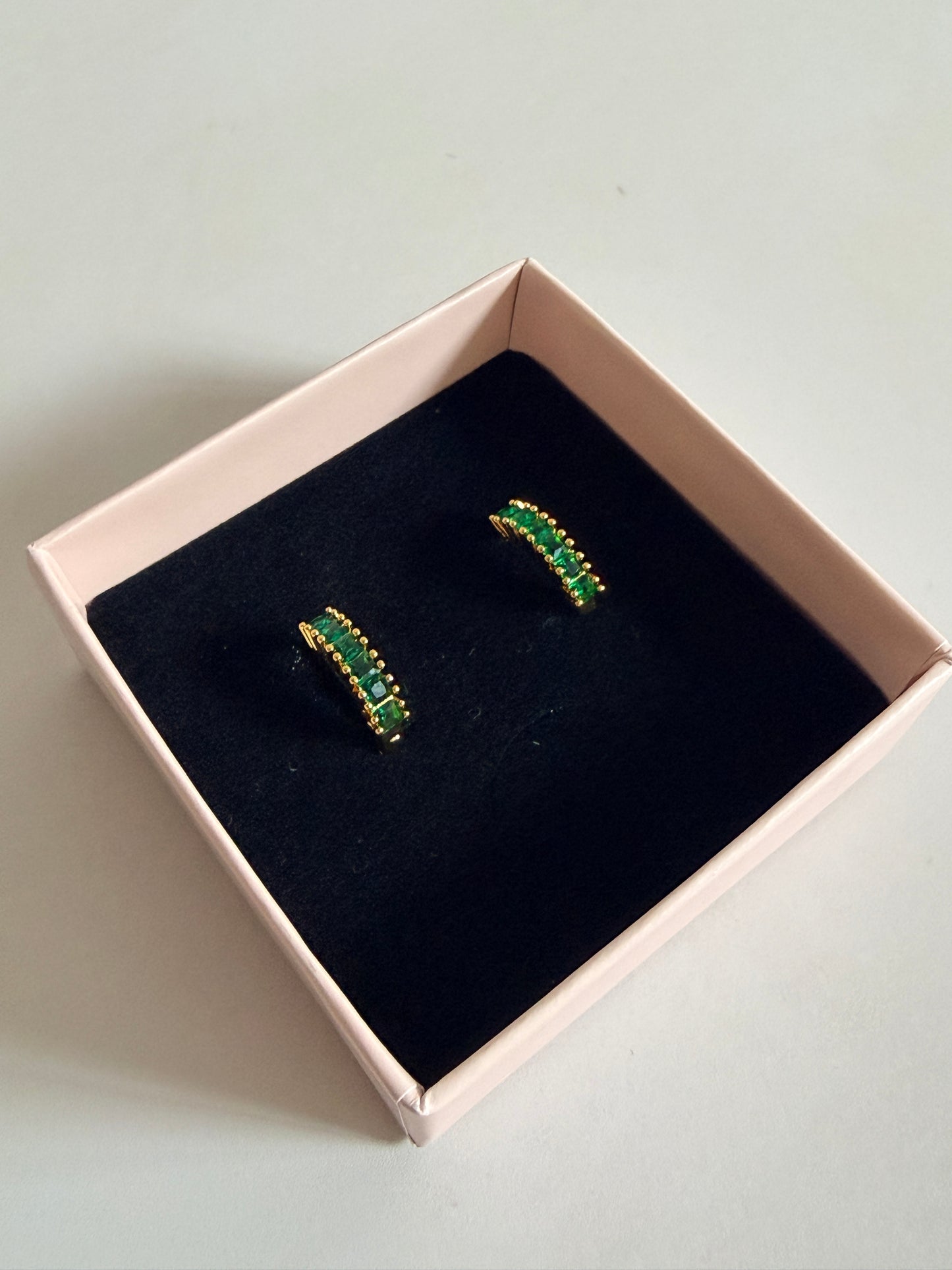 Green Gold Zircon Hoops (ST1253)