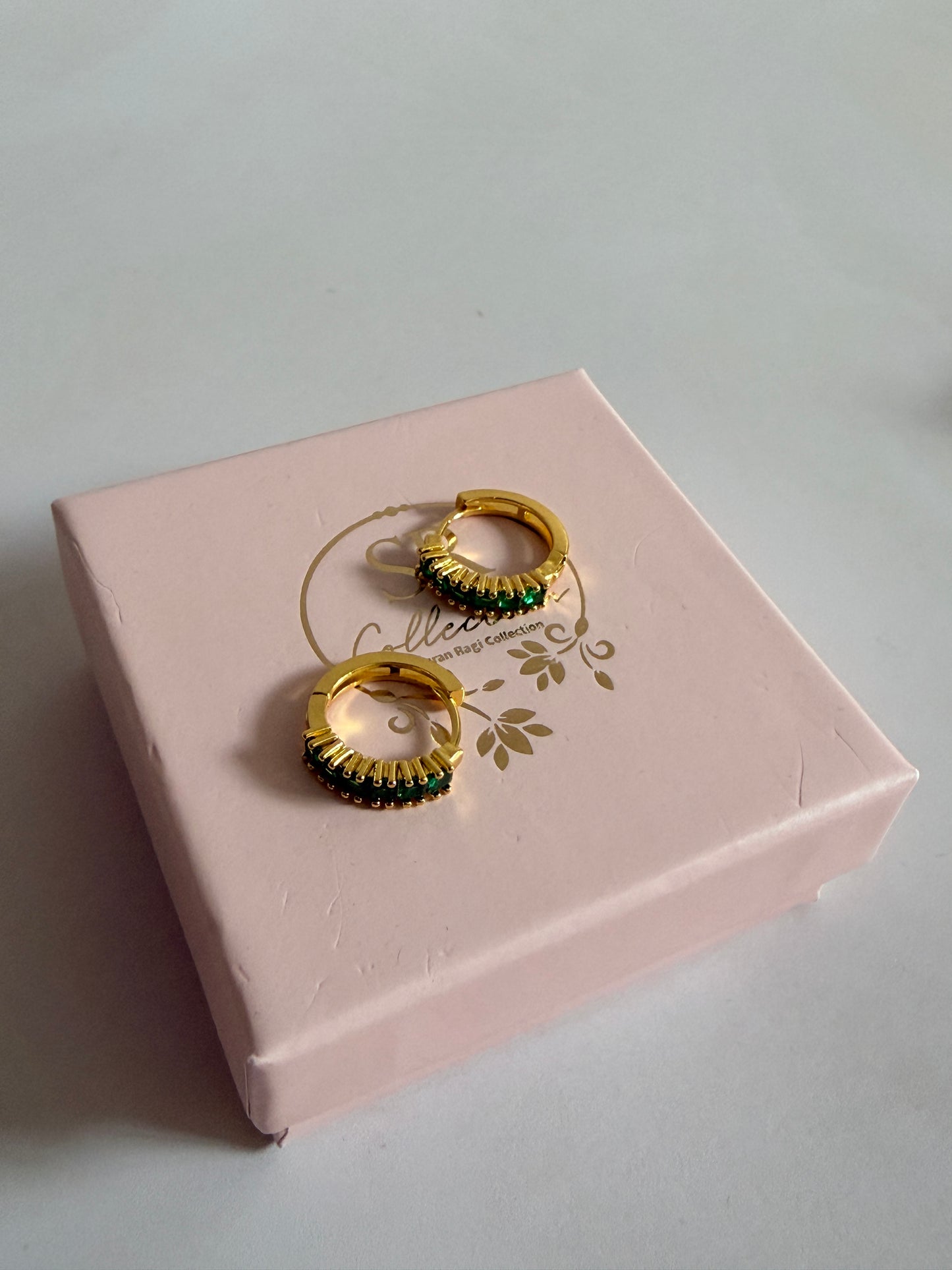 Green Gold Zircon Hoops (ST1253)