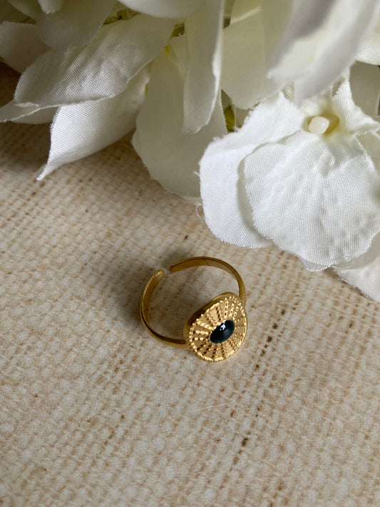 18K Gold Plated Adjustable Ring (ST1009) (Emerald)