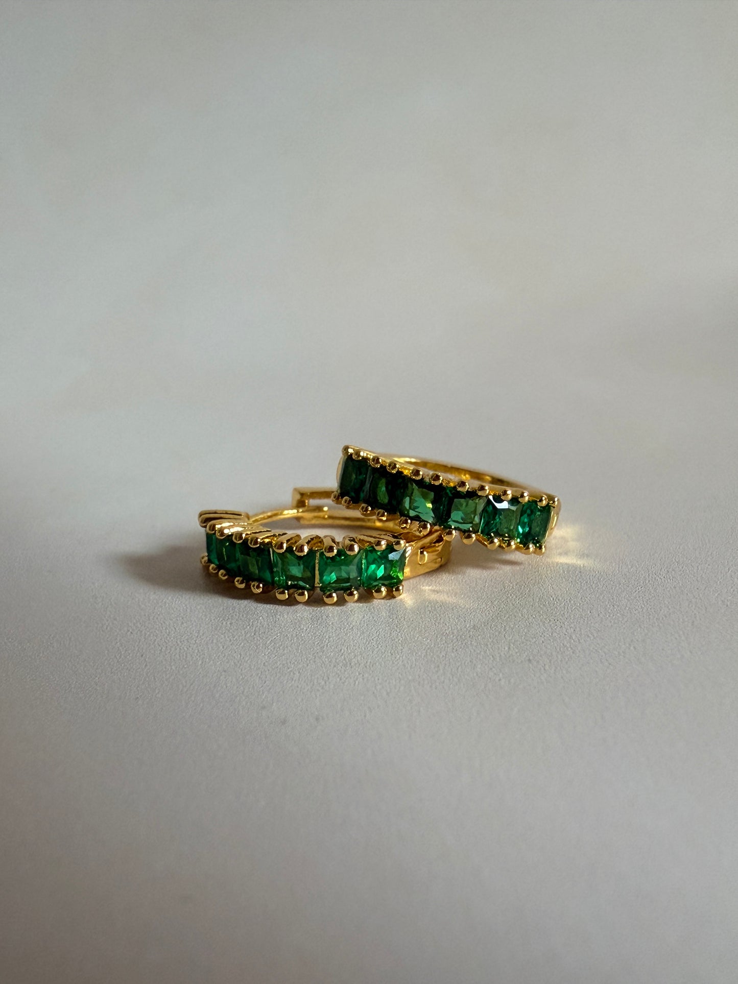 Green Gold Zircon Hoops (ST1253)
