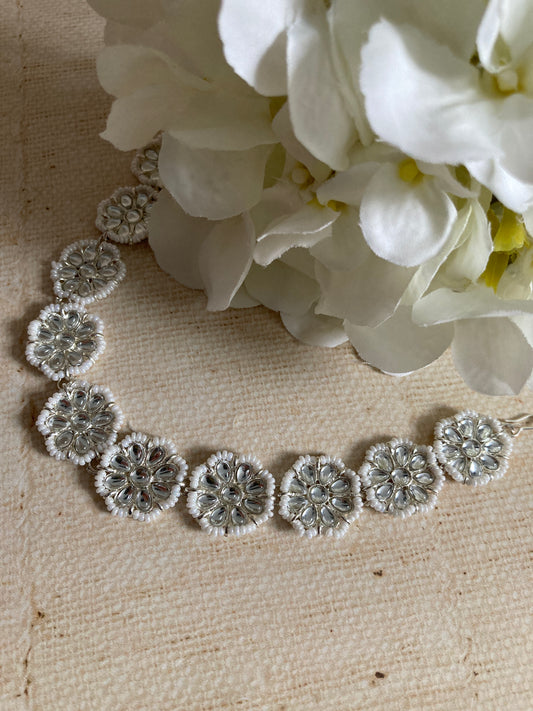 Giana Silver Flower Sheeshphool/Hairband (ST754)