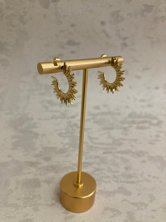 Sun 18K Gold Plated Ear Studs (ST805) (Gold)