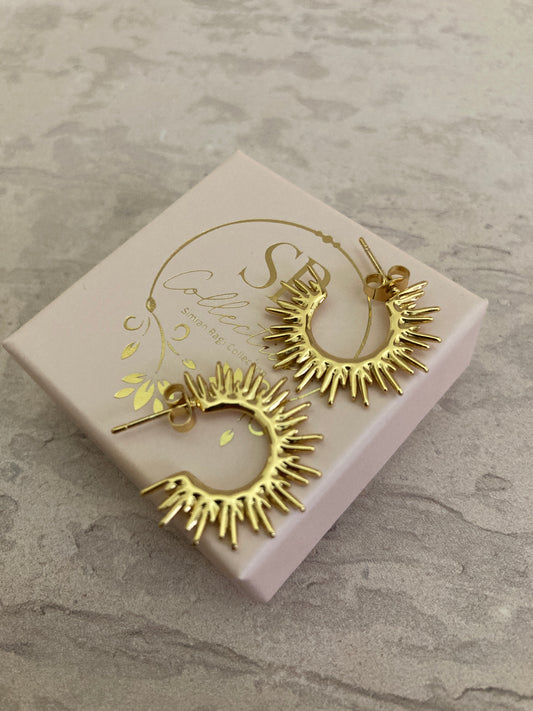 Sun 18K Gold Plated Ear Studs (ST805) (Gold)