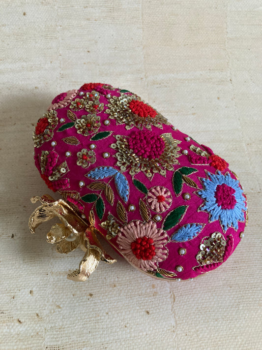 Jaipur Oval Clutch (ST1000) (Hot Pink)