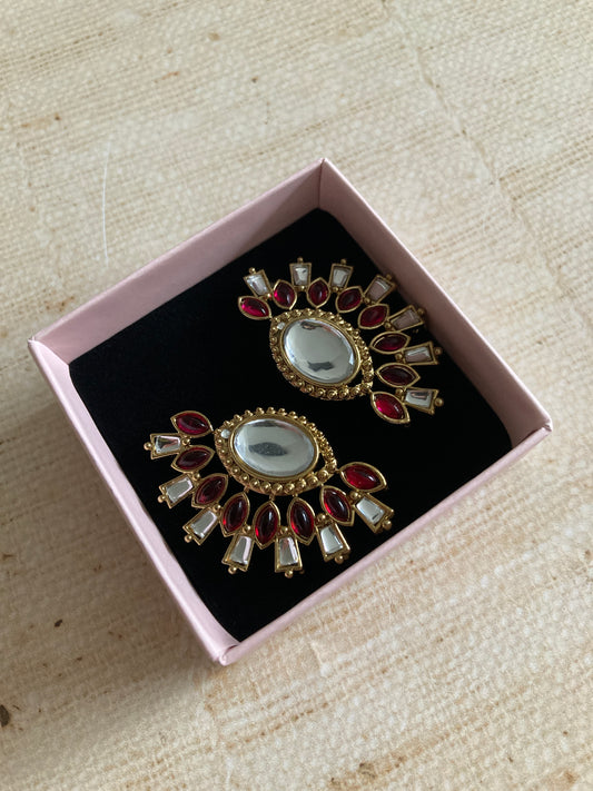 Nova Hot Pink Kundan Earrings (ST981)
