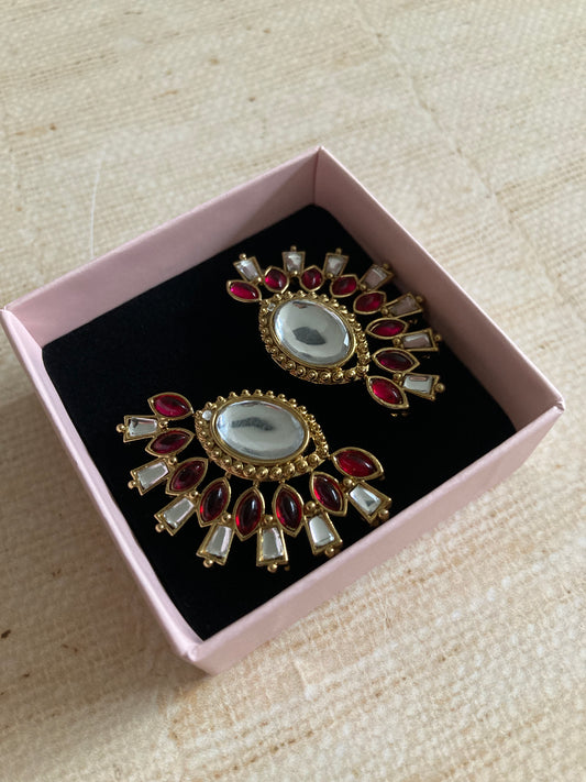 Nova Hot Pink Kundan Earrings (ST981)