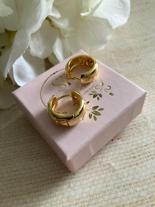 18K Gold Plated Chunky Star Huggie Hoop Earrings (ST1027)