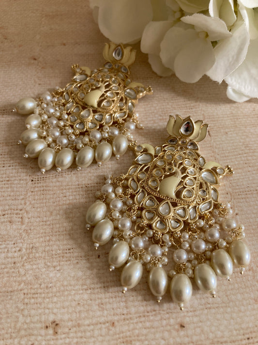 White Gold Plated Peacock Indian Earrings (ST1029)