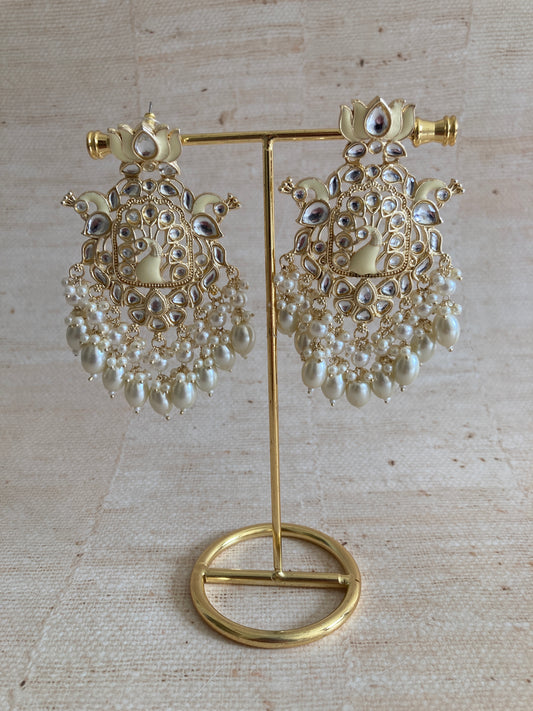 White Gold Plated Peacock Indian Earrings (ST1029)