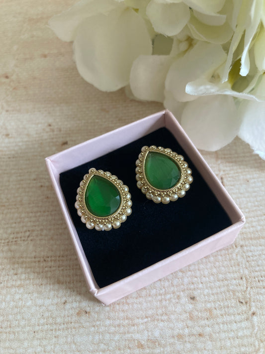 Maya Green Gold Stud Earrings (ST1035)