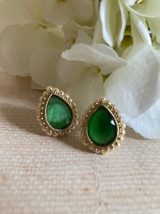 Maya Green Gold Stud Earrings (ST1035)