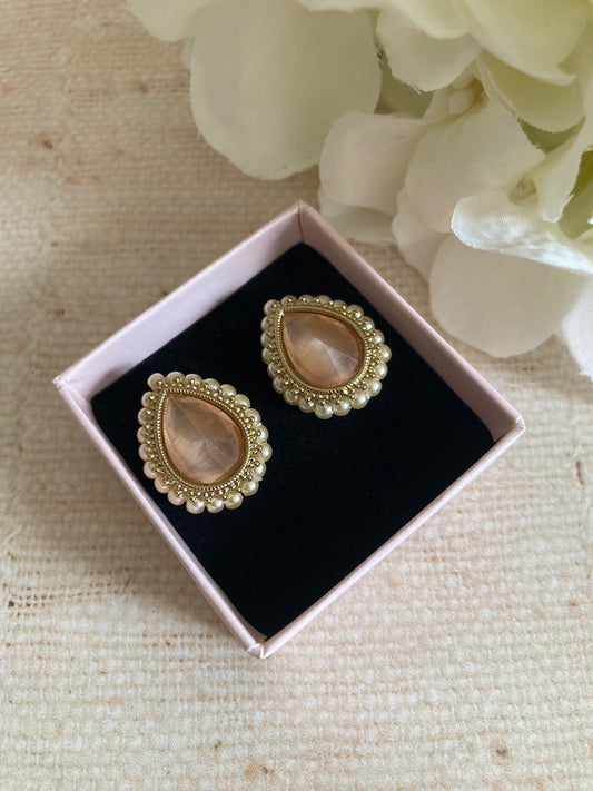 Maya Peach Gold Stud Earrings (ST1035)