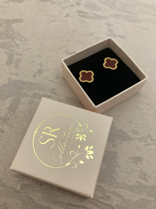 Clover Stud Earrings (ST814) (Maroon)