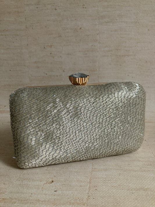 Thea (Rectangular Clutch) (Silver) (ST1028)