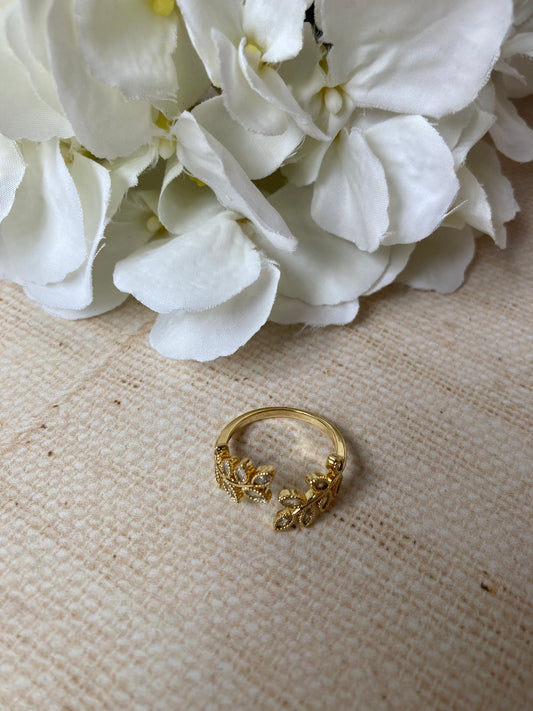 Adjustable Silver Vine Leaf Ring (ST1039)