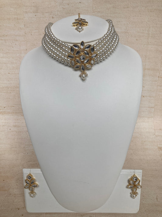 Nehchal 18K Gold Plated Kundan And Pearl Set (ST1048)