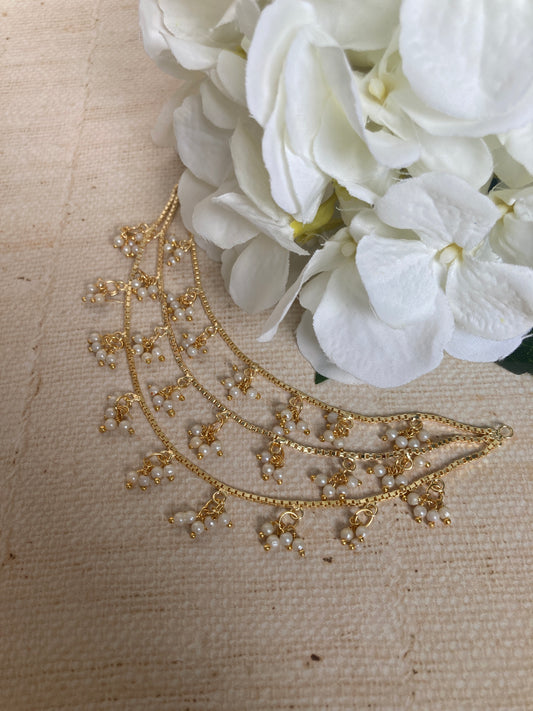 Gold Plated Pearl Ear Chains/Kaan Chain (ST1052)