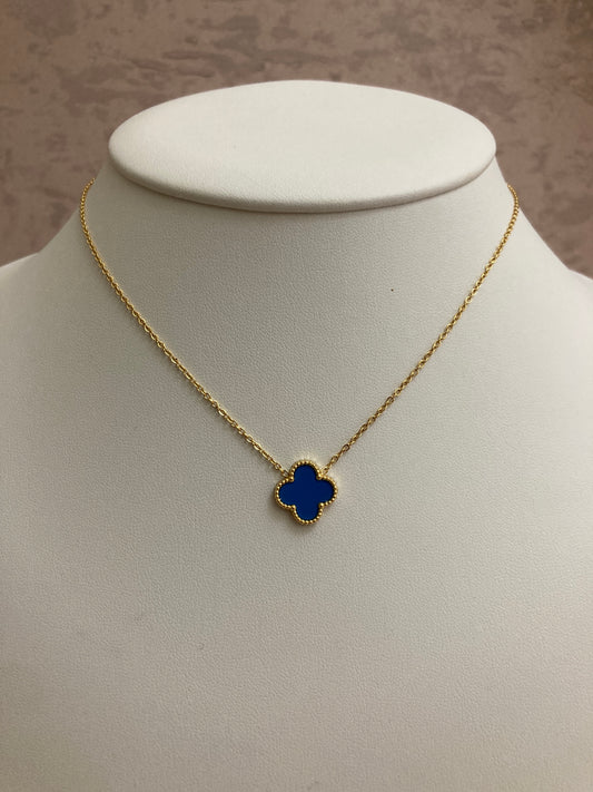 Gold Plated Blue Gold Single Clover Necklace (ST830)
