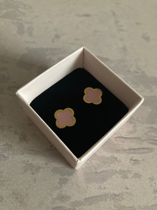 Clover Stud Earrings (ST814) (Pink)