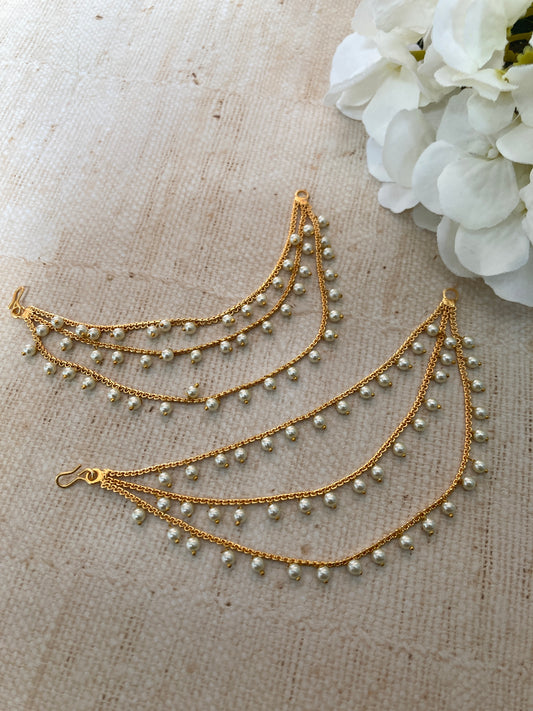 Gold Plated Pearl Ear Chains/Kaan Chain (ST1059)