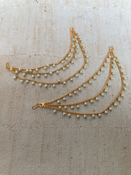 Gold Plated Pearl Ear Chains/Kaan Chain (ST1059)