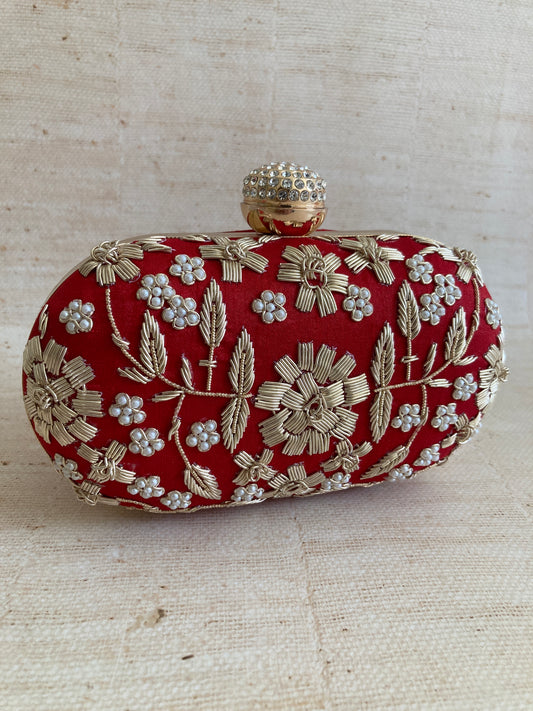 Lucia Oval Red Clutch (ST902)