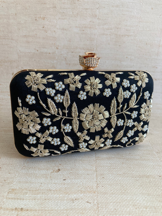 Alina (Rectangular Clutch) (Black) (ST859)