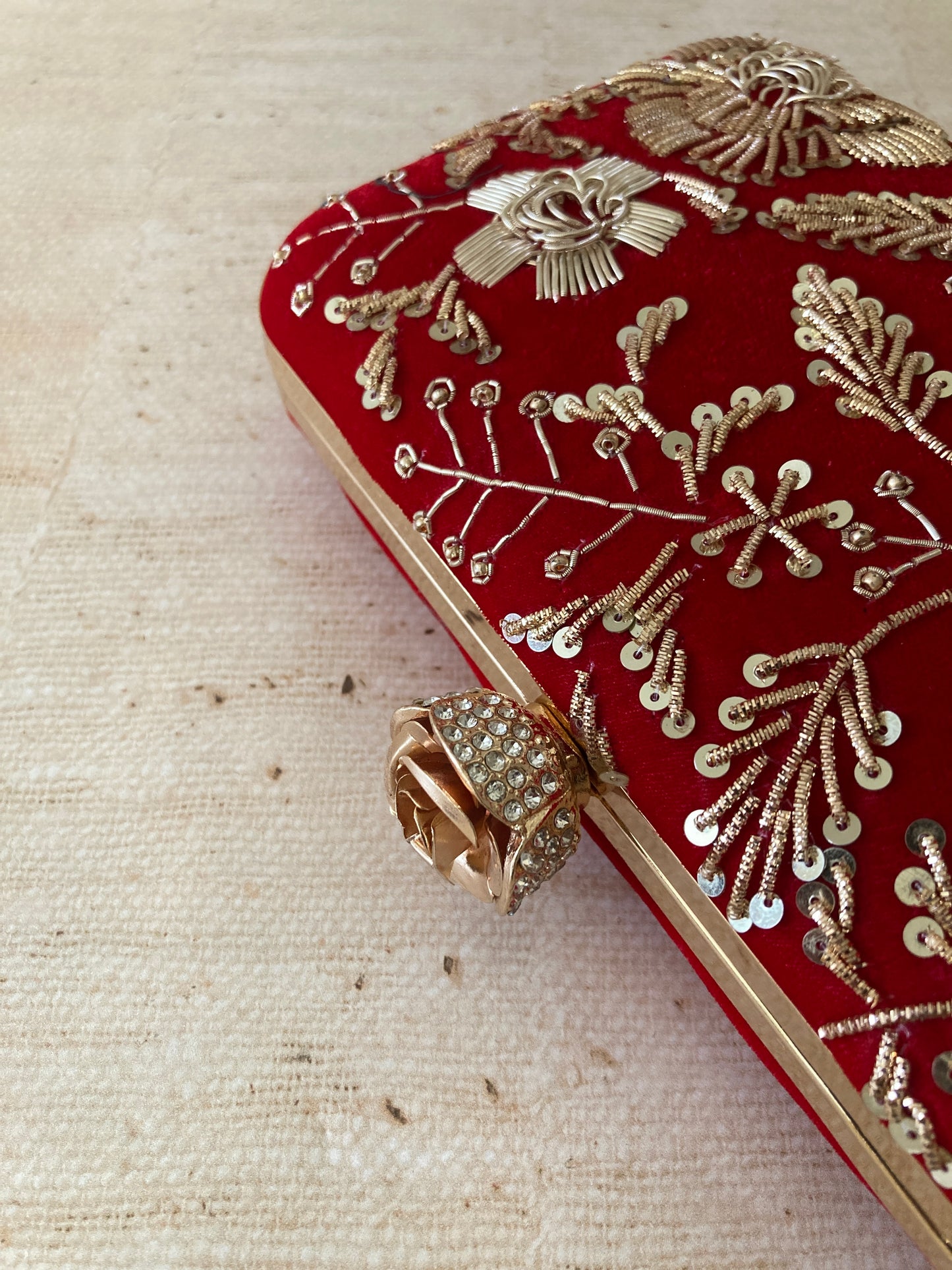 Faryal Handcrafted Velvet Clutch (Red)(ST139)