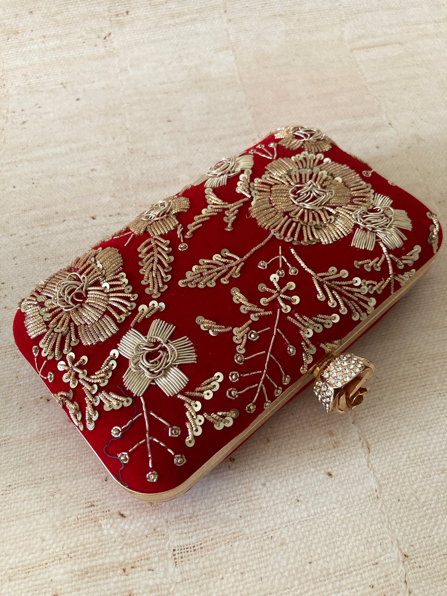 Faryal Handcrafted Velvet Clutch (Red)(ST139)