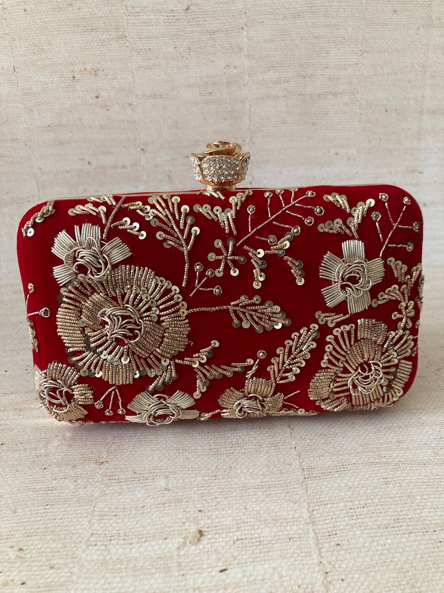 Faryal Handcrafted Velvet Clutch (Red)(ST139)